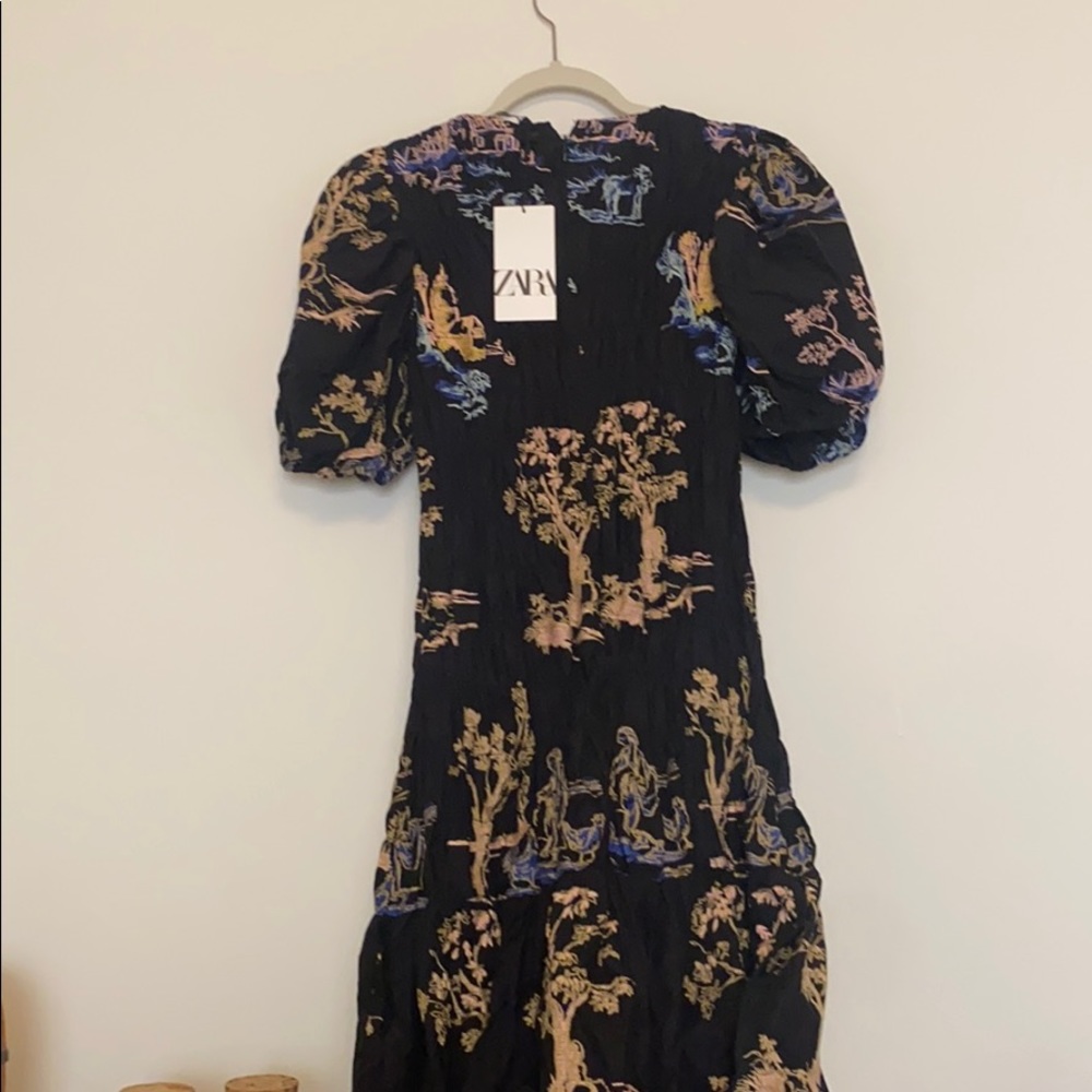NWT Zara Elastic Trim Embroidered Dress S - Picture 8 of 9